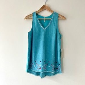 Sunnyside Tank Sleeveless Bay Blue Extra Small 100% Cotton